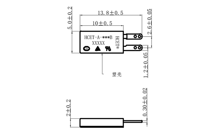 HCET-A充電電池組溫度開關-尺寸圖